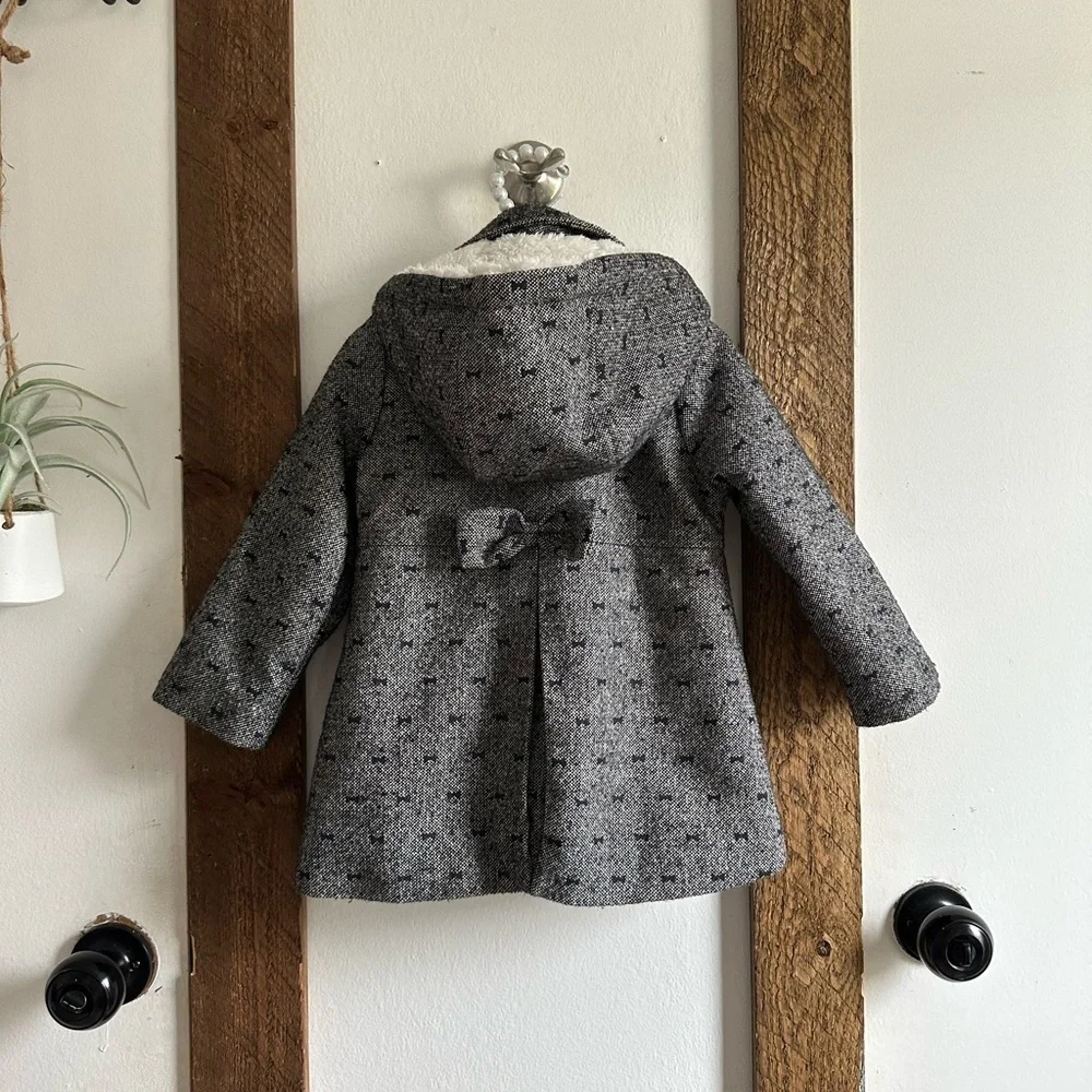 OshKosh B'gosh Toddler Girl’s Vintage Style Double Breasted Wool Blend Hood Coat